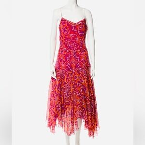 NWOT Diane Von Furstenberg 100% silk Red Midi Dress Sz 6 Medium